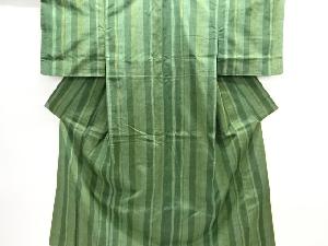 未使用品　縞織り出し手織り紬着物